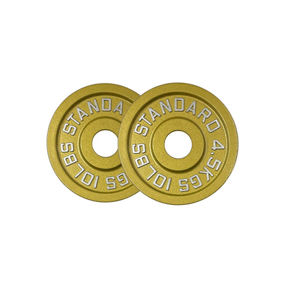 Gold Finish Olympic Steel Plates - Pairs and Sets 2 Inch Barbell Standard in Premium Gold for Weight Lifting (155lb Set)