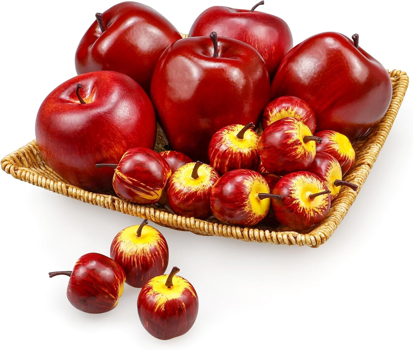 15 (5pcs Red+10pcs Pcs Artificial Apples, Fake Red Apples Fruits Simulation Realistic Fake Apple Prop Decorative Dining