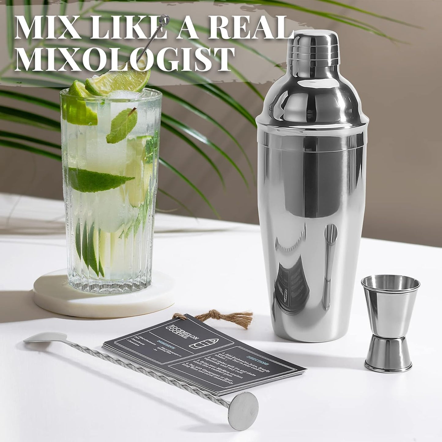 Set 4 Set, Set Set Premium Mixology Cocktail Shaker | Piece Bar Tool Silver Bar Cocktail Shaker for Drink Mixing