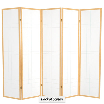 Red Lantern 6 ft. Tall Eudes Shoji Screen - Natural - 5 Panels