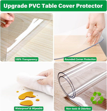 18X96 Inch 1.5mm Table Protector Clear Plastic Tablecloth Cover Wipeable Table Pad Protector Water Resistant Tablecloth