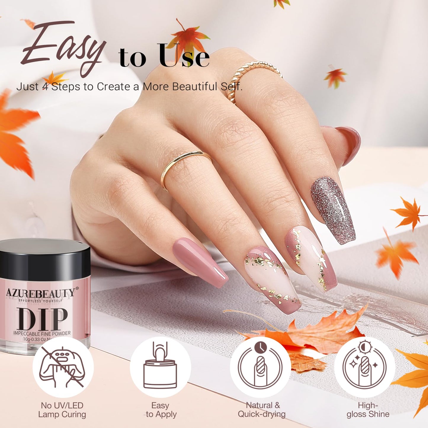 AZUREBEAUTY 31 Pcs Dip Powder Nail Kit 20 Colors Glitter Nude Brown Pink White Gray Dip Powder Liquid Set with Top/Base Coat Activator for French Nails Art Manicure DIY Salon Women Valentine's Gift