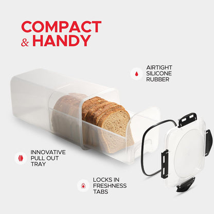 Tafura Bread Storage Container (2 Pack) with Tray, Plastic Bread Box with Airtight Lid for Homemade Bread, BPA Free