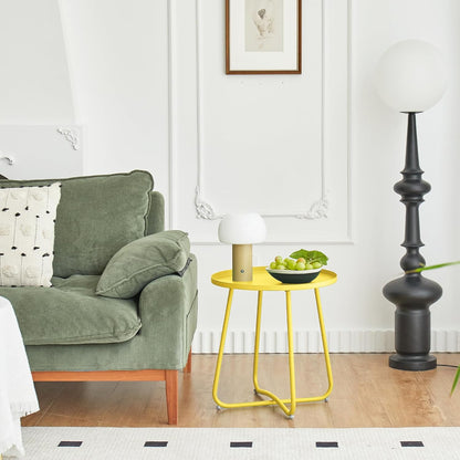 Compact Yellow Outdoor Side Table for Garden and Patio