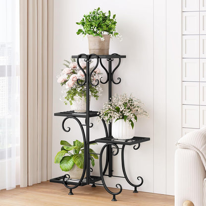 4Tier 4 INGIORDAR Plant Stand Indoor Outdoor Shelf Metal Holder Pot Rack Multiple Plants Stand Tall Flower Shelf Corner