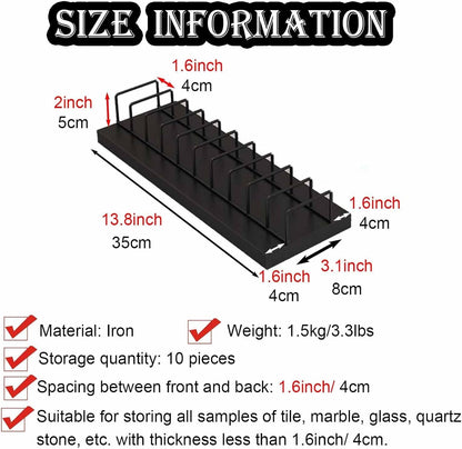 Floor tile sample rack,Heavy Duty Floor Tile Display Rack - Metal & Wooden Vertical Sample Holder, Perfect for Craft Shows, Oblique Insertion Design for Efficient Tile Storage