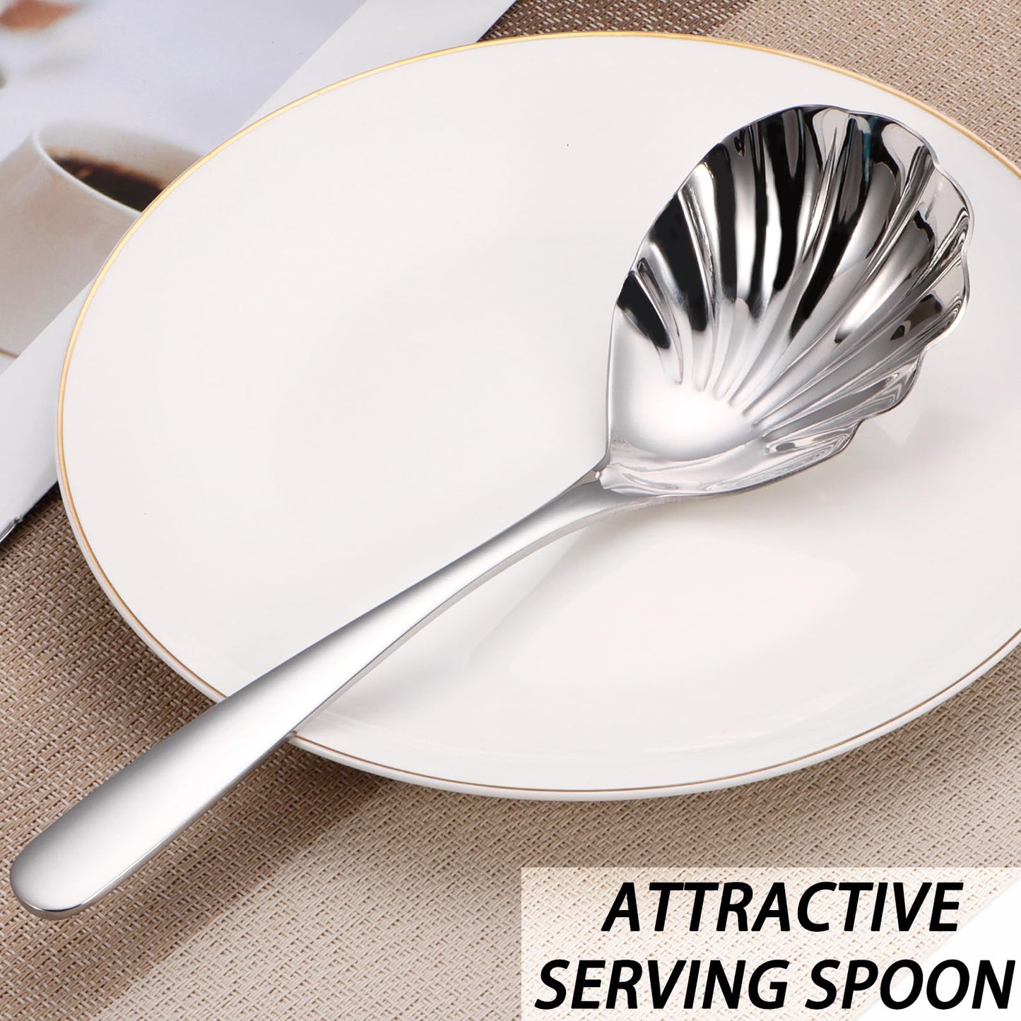 Mafier Large Serving Spoon,9" Serveware Spoons Set,Stainless Steel Catering Serving Utensils for Party Buffet Dinner Banquet Cooking Kitchen Basics,Dishwasher Safe(Silver)