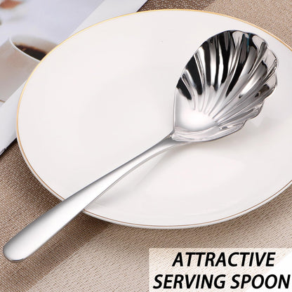 Mafier Large Serving Spoon,9" Serveware Spoons Set,Stainless Steel Catering Serving Utensils for Party Buffet Dinner Banquet Cooking Kitchen Basics,Dishwasher Safe(Silver)