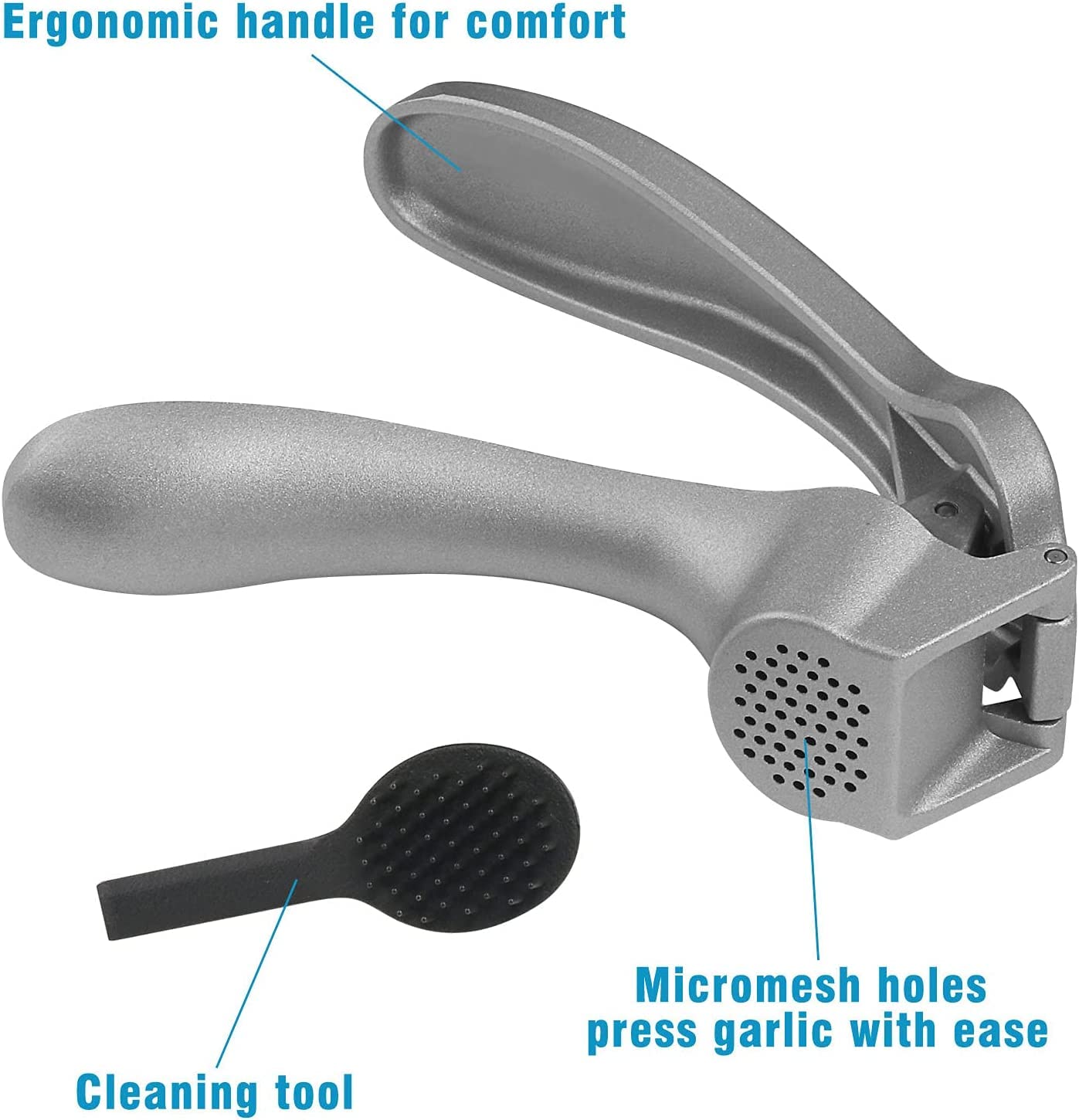 Pamperεd Chεf Garlic Press, Garlic Mincer Easy-squeeze Ergonomic Handle, No Need To Peel, Rust Proof, Professional Ginger Press & Garlic Crusher with Handy Cleaning Brush- Dishwasher Safe