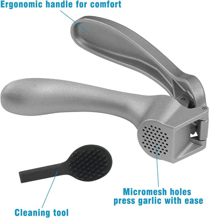 Pamperεd Chεf Garlic Press, Garlic Mincer Easy-squeeze Ergonomic Handle, No Need To Peel, Rust Proof, Professional Ginger Press & Garlic Crusher with Handy Cleaning Brush- Dishwasher Safe