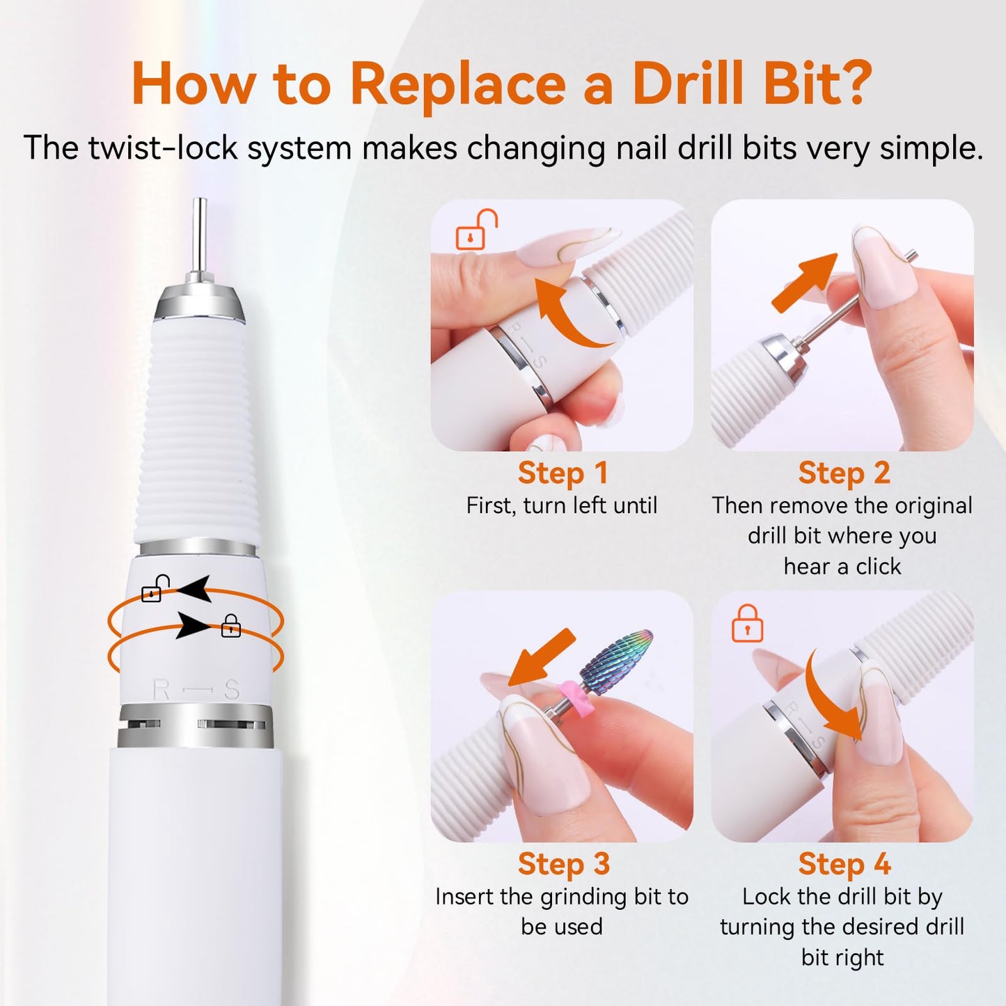 Makartt Nail Drill Handpiece for Up200 Machine:Professional Electric File Remove Gel Polish Poly Nail Gel Black B-05 Removing for Removing Acrylic Nail Polish Acrylic Nail Tools Black