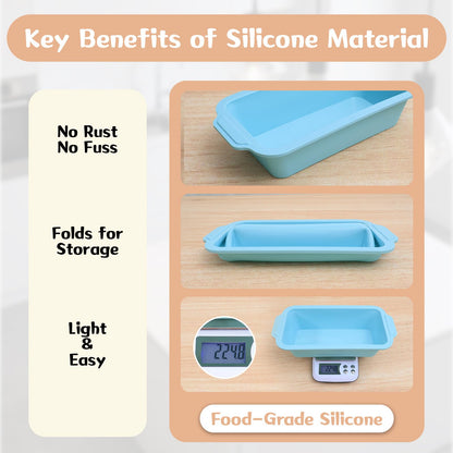 Toeusog Nonstick Silicone Bread Loaf Pan: 9.5 x 5 Inch Bread Pan for Homemade Rye with Metal Frame - Loaf Mold for Baking Oven - Housewife Baker Home Baking Enthusiasts (Beige & Mint Green)