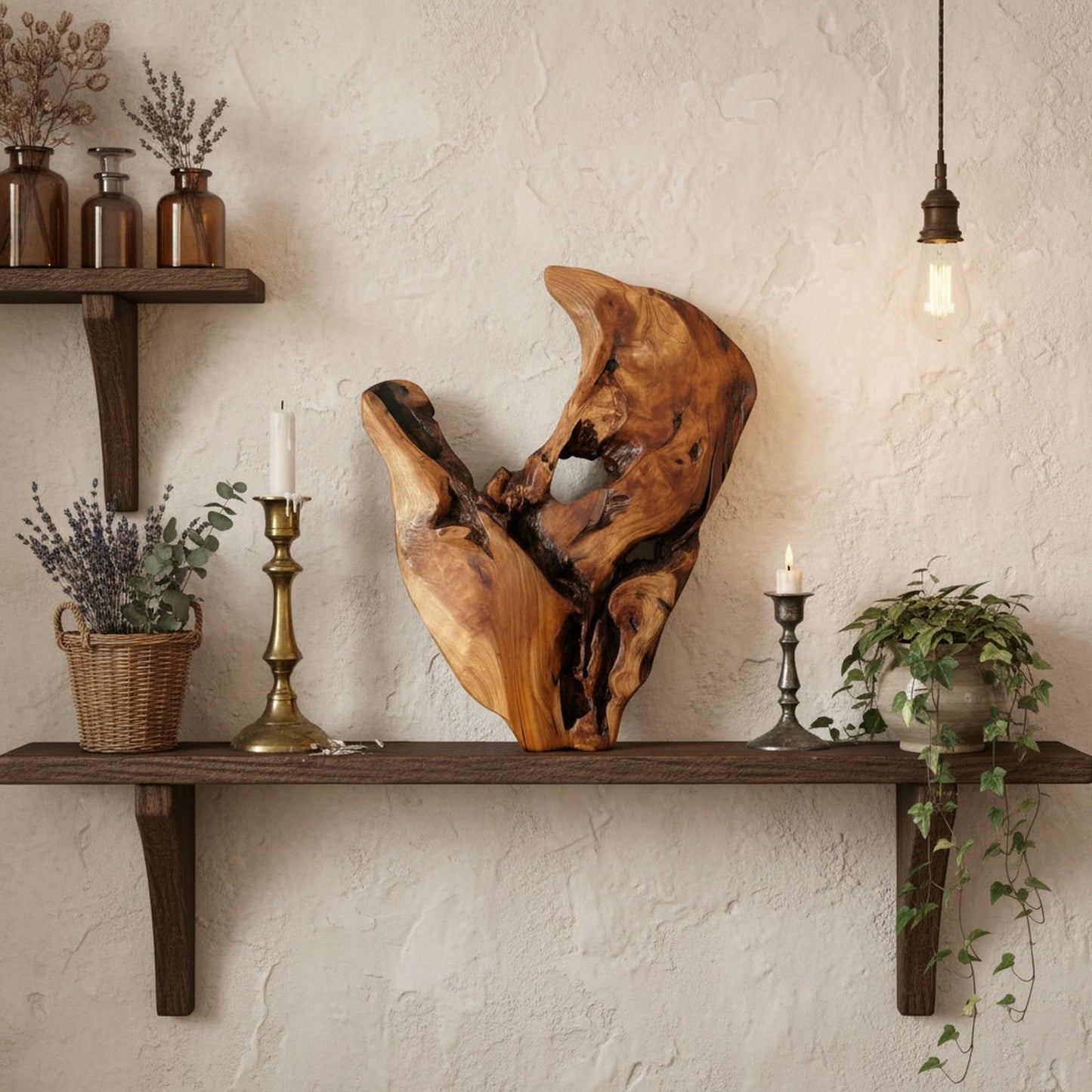 WELLAND Cedar Wood Wall decoration Ornaments, Hanging Decoration, irregular shape décor for Home, Living Room, Bedroom