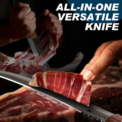 Huusk Hand Forged Carving Knife - Japanese Razor Sharp Butcher Knives for Meat Cutting, Curved Brisket Slicing Knife with Ergonomic Full Tang Handle, Gift for Men and Women