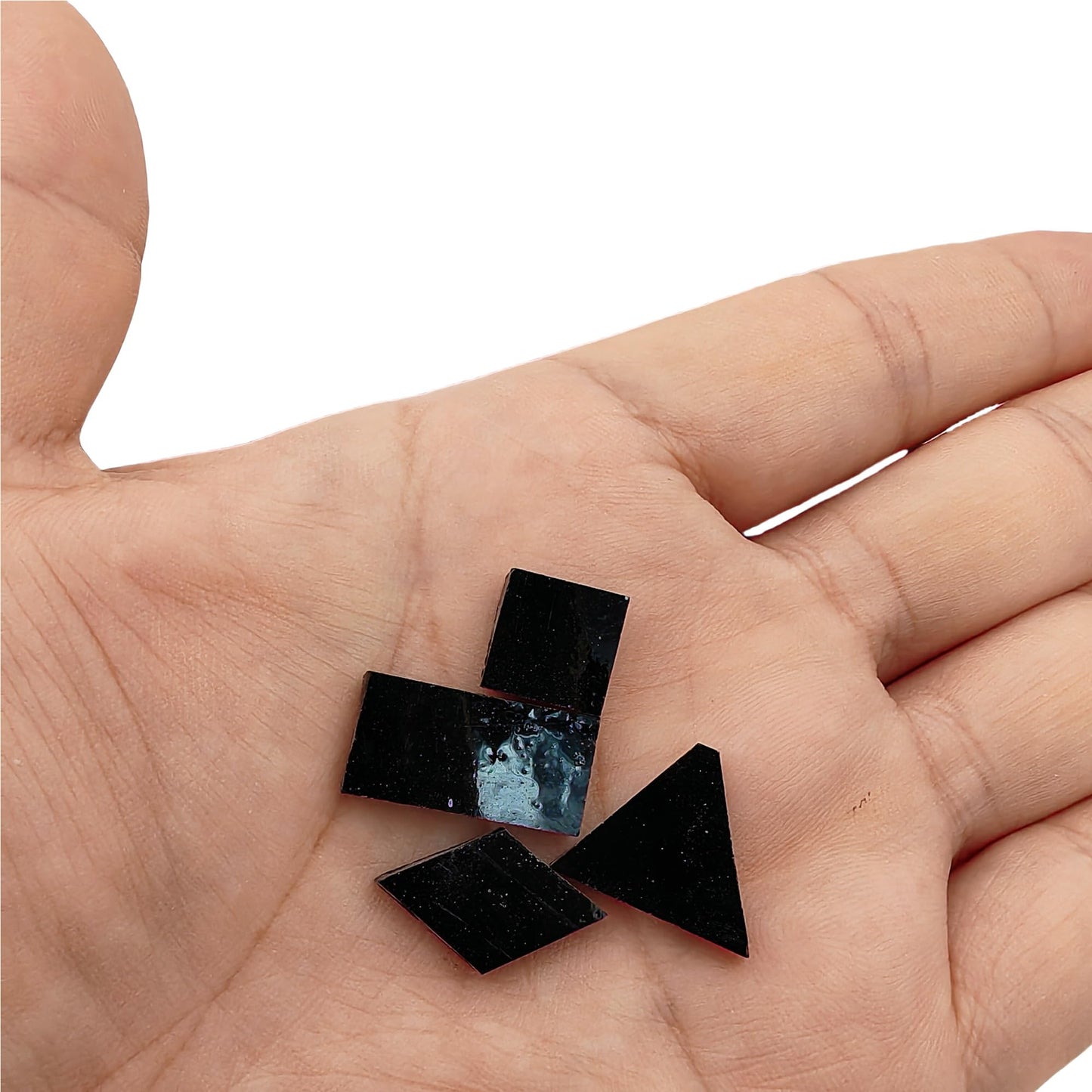 4 Shapes Mixed Glass Mosaic Tiles,Square+Diamond+Triangle+Rectangle 220 PCS Stained Glass Mosaic Pieces for Handmade Art Crafts and Home Decoration (Black)