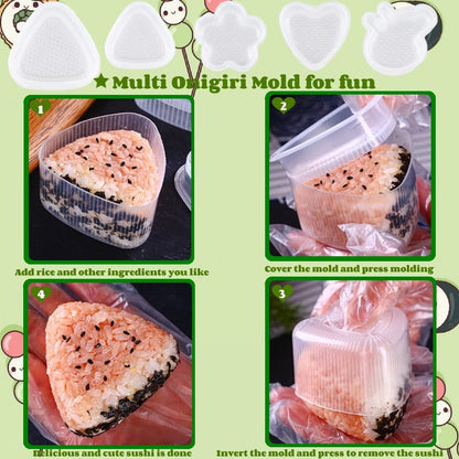 Gpurplebud Onigiri Mold Set - 13pcs Spam Musubi Maker Press Rice Ball Mold Sushi Rolling Mat Sushi Making Kit for Lunch Bento and Home DIY