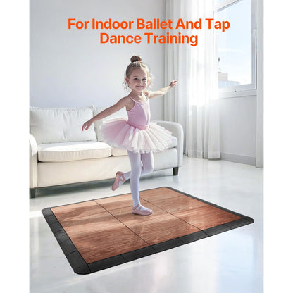 Happybuy Dance Floor Tiles, 12.4 x 12.4 in 52-Piece Interlocking, Portable Dance Flooring with Cushioned Base (Oak Wood Grain, 52 sq. ft/Box)
