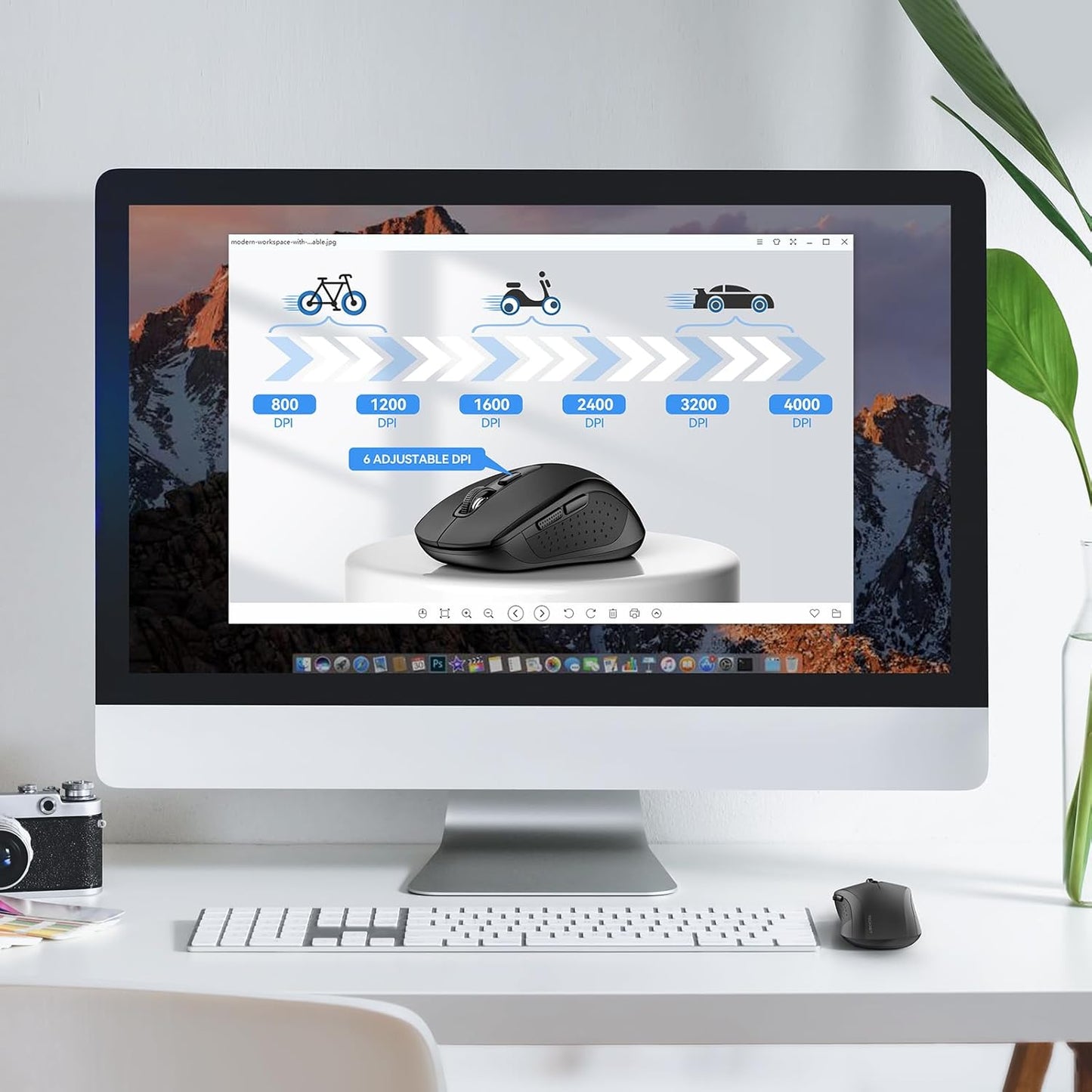 TECKNET Bluetooth Mouse, 2-in-1(BT 5.0/3.0+2.4Ghz) 4000DPI Wireless Mice with USB Connect Available for Laptop Computer, Portable PC Mouse Bluetooth for Mac (USB-A+BT Wireless Connect, Black)