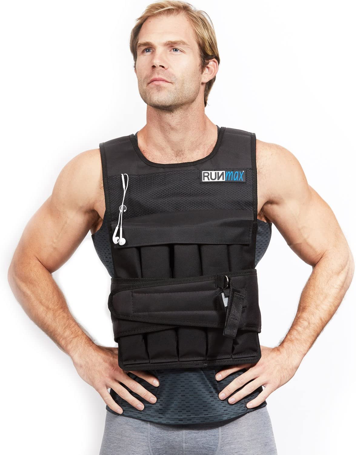 RUNMax Weighted Vest, 6lb/8lb/10lb/12lb/16lb/20lb/40lb/50lb/60lb/50lb/60lb/80lb/100lb/120lb/150lb Weight Vest for Workout, Strength Training, Running, Fitness, Muscle Building, Weight Loss, Weightlifting