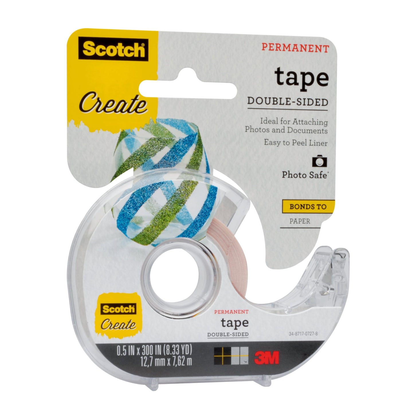 Scotch Create Double-Sided Permanent Tape, 1 Dispenser, 1/2 in x 300 in, Clear, Strong Double Sided Tape for Crafts (002-CFT) (Pack of 2)