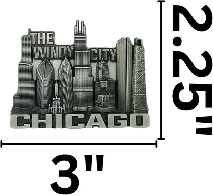 Chicago Souvenir Magnet, Windy City Skyline Decoration, Durable Refrigerator and Office Magnetic Decal
