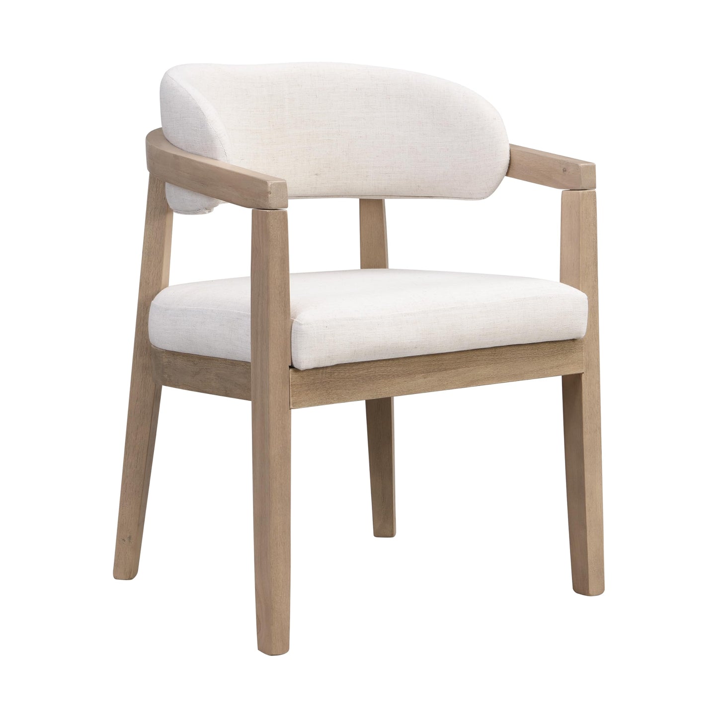 Christopher Knight Home Set of 2 Lanford Fabric Upholstered Dining Chairs, Curved Backrest Kitchen Side Chair, Soft Padded Seat&Back Cushion, Solid Wood Armchair, Ergonomic Extra Seat,Beige+Light Ash