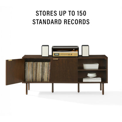Crosley Furniture Brody Vinyl Record Storage Sideboard, Modern Media Console and Cabinet with Shelves, Brown