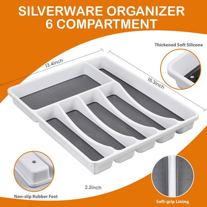 49 Piece Silverware Set with Organizer - Utensil Sets Stainless Steel Cutlery Set for 8, Mirror Finished Flatware Spoons and Forks with Steak Knives, Dishwasher Safe, Rust-proof