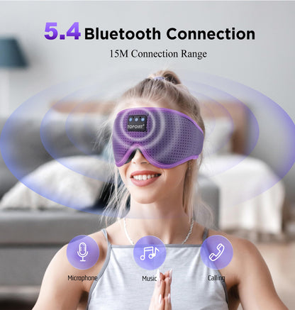 TOPOINT Sleep Mask with Bluetooth Headphones, Breathable Silk Eye Mask for Sleeping Men Women, Bluetooth Sleep Mask Blackout with Speakers, Microphone Handsfree, USB C for Travel Meditation Gifts
