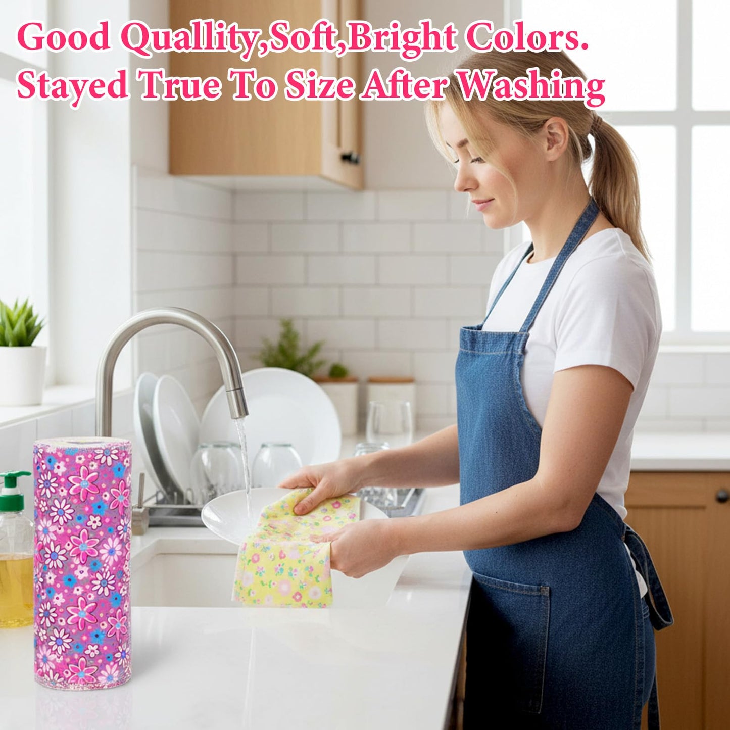 36pcs Reusable Paper Towels Rolls Kitchen Towels Bulk Washable Paperless Cloth Cotton Hand Napkins Reusable Napkins Flowers Cleaning Cloths Cotton Cloth for Kitchen Bathroom Christmas