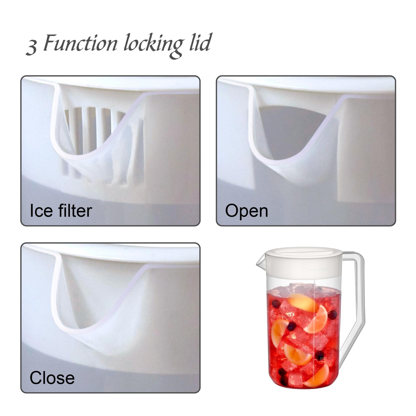 Amazing Abby - Kitchen Party - 2-Quart Plastic Pitcher (2-Pack), Unbreakable Water Pitcher with Lid, BPA-Free, Heat-Resistant, Dishwasher-Safe, Great for Both Iced and Hot Drinks, Indoors and Outdoors
