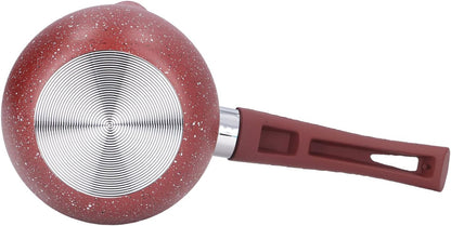 Portable Milk Pan, Aluminum Alloy Small Saucepan with Long Handle, Non Stick Coating, Mini Milk Boiling Pot (Red)