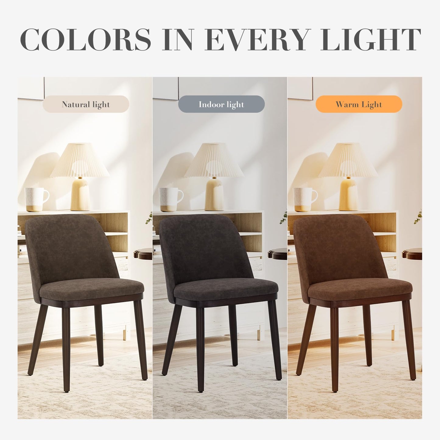 COLAMY Upholstered Dining Chairs Set of 6, Modern Kitchen Chairs with Back, Leather Side Dining Room Chairs with Wood Legs for Kitchen Dining Room Restaurant, Dark Brown