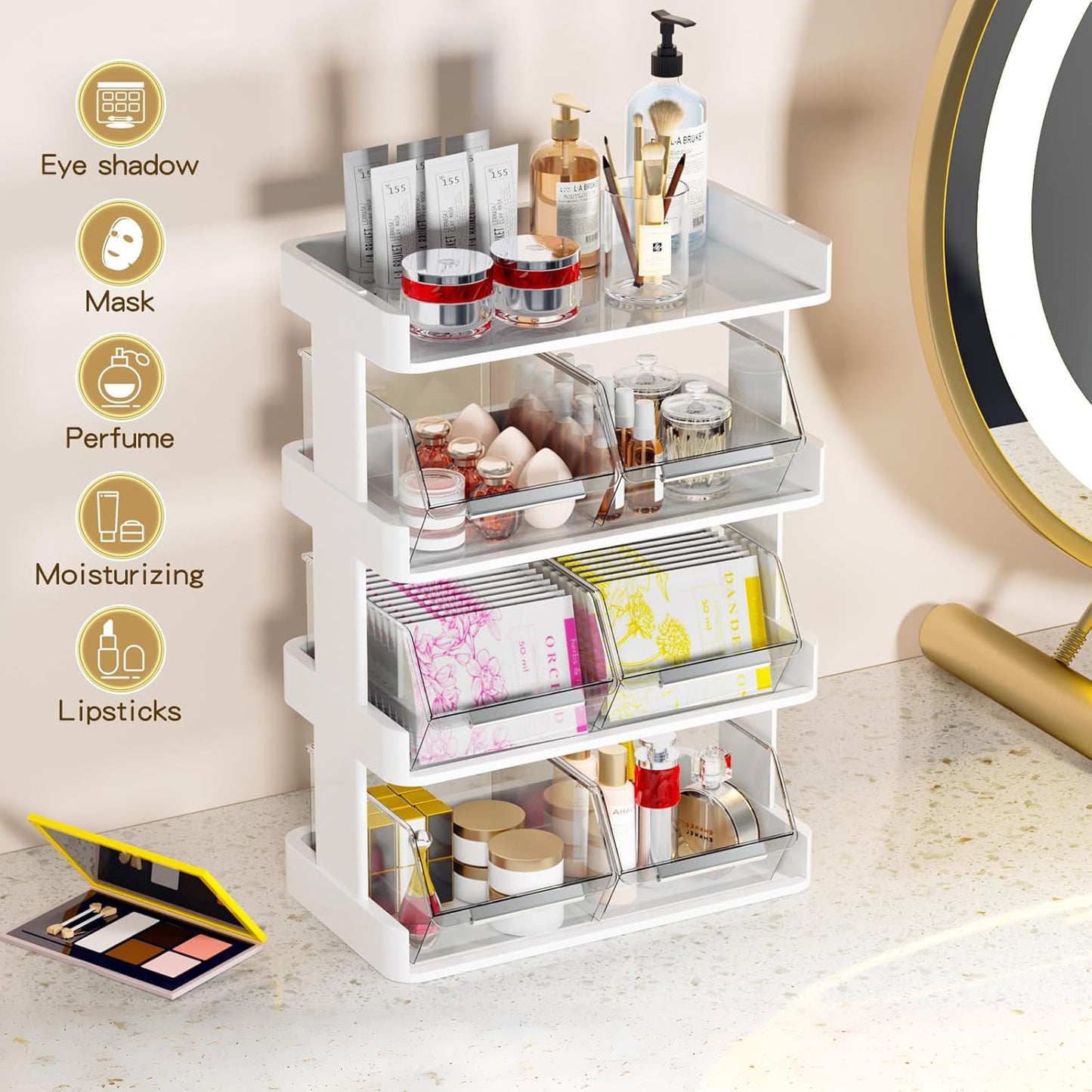 Coffee Pod Holder with 6 Drawers, 3-Tier Storage Organizer Compatible with 80 Big or 108 Small Vertuoline Pods for