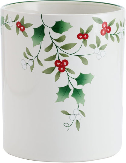 Pfaltzgraff Winterberry Kitchen Utensil Crock Holder, 6 Inch, Multicolored Design for Kitchen Counter