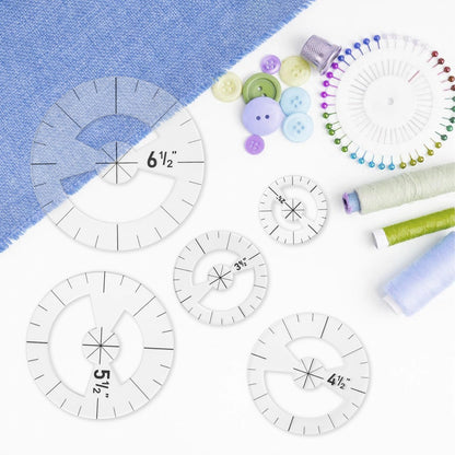 5PCS Circle Template Sewing Rulers Set, Clear Acrylic Quilting Template Rulers for Cutting Fabric Precision Measurements Sewing, 5 Sizes