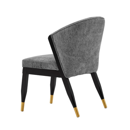 Manhattan Comfort Ola Modern Boucle Dining Chairs with High Density Foam Padding, Unique Wood Frame with Metal Gold Tips, Fully Assembled Kitchen Armchairs, Set of 2, Grey