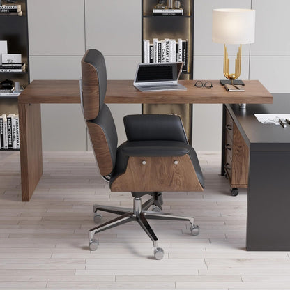 LOVEDIMA Ergonomic Office Chair, Adjustable Height Desk Chair with 360° Swivel Wheels, Faux Leather Computer Chair, Rolling Home Office Chair for Work, Study, or Gaming,Black