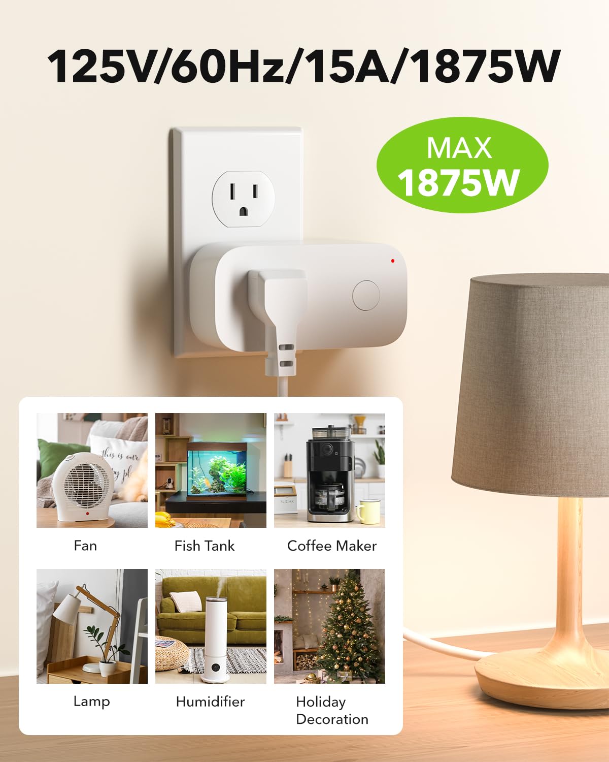 BN-LINK Mini Wireless Remote Control Outlet Switch Power Plug in for Household Appliances, Wireless Remote Light Switch, LED Light Bulbs, White (2 Remotes + 5 Outlets) 1250W/10A