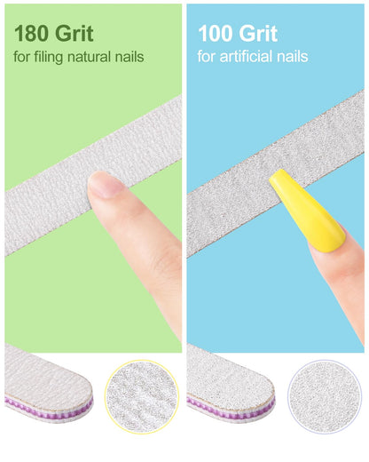 MORGLES Nail File and Buffer Blocks with Nail Care Kit, 13 Pcs Manicure Kit for Women with Milk and Honey Cuticle Oil and Cuticle Trimmer Set