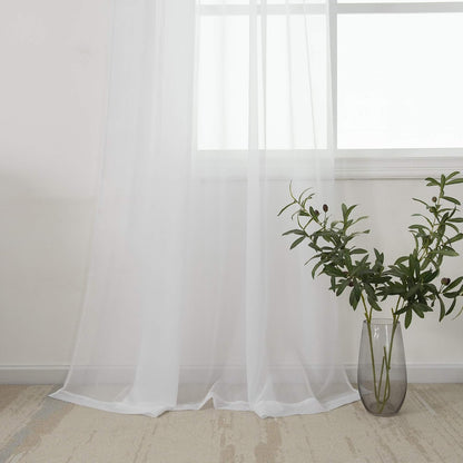 White Sheer Curtains - 54 inches Long for Bedroom, Top Rod Pocket Sheer Window Panels for Nursery, Living Room
