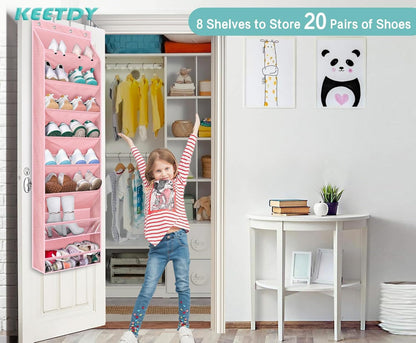20 Closet KEETDY Over The Door Shoe Organizer Fit Pairs Sneakers Large Hanging Shoe Organizer for Door Storage Boots