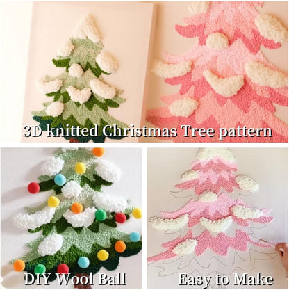virsomier DIY Festive Christmas Tree Punch Needle Kit - Embroidery Starter Kits for Beginner, Creative Holiday Craft Decor Gift Idea, Adults Craft Christmas Gift (Excluding Photo Frame) (Green)