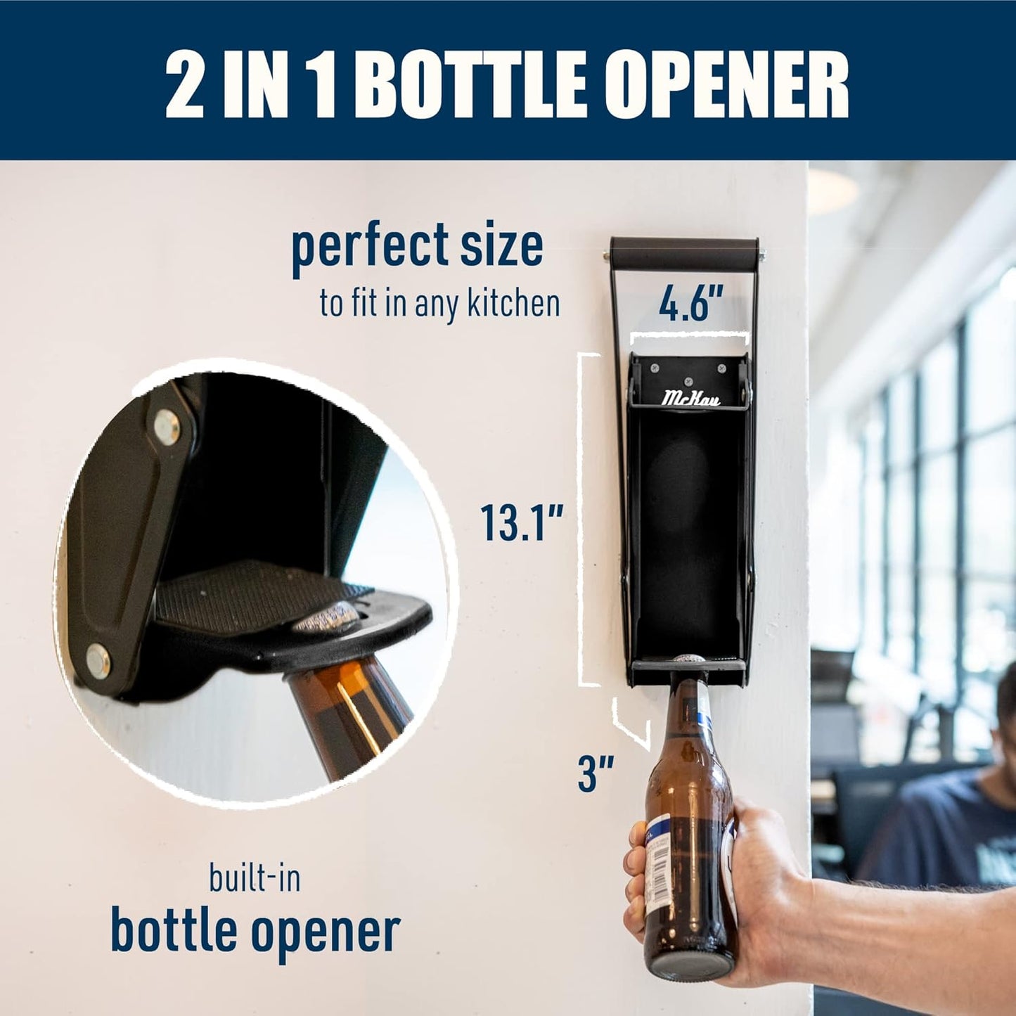 16oz 12 Oz. Mckay Metal Can Crusher, Heavy-Duty Wall-Mounted Smasher for Aluminum Seltzer, Soda, Beer Cans and Bottles