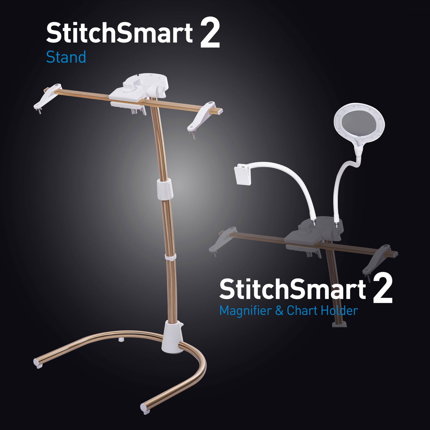 Daylight Company Stitchsmart Stand, Adjustable Embroidery Hoop Stand, Rotated Cross Stitch Stand, Hoop Holder, Hands Free Needlework Stand for Art Craft Sewing Projects,White