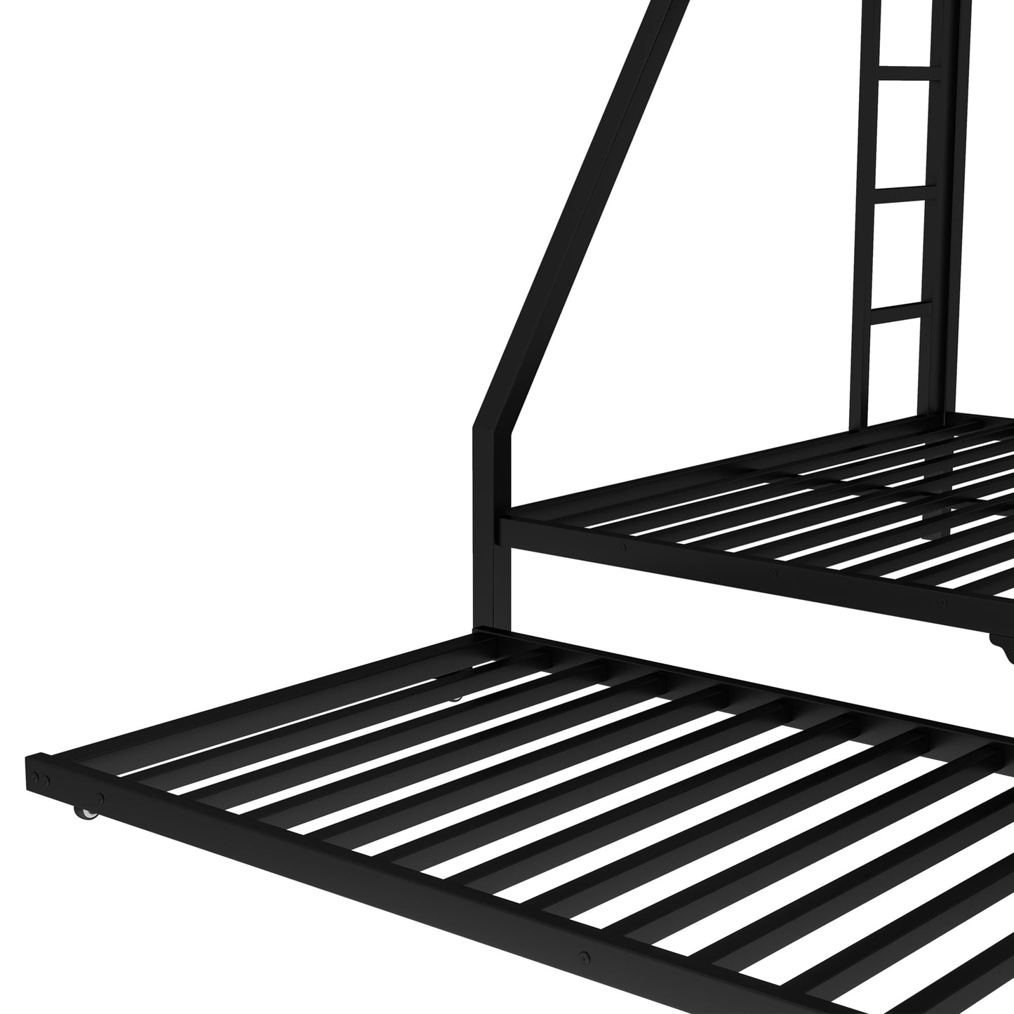 Bellemave Twin XL Over Queen Bunk Bed with Trundle, Heavy Duty Metal Frame with Full-Length Guardrails & Ladder, Bunk Beds with Trundle for Kids, Teens, Adults, Black