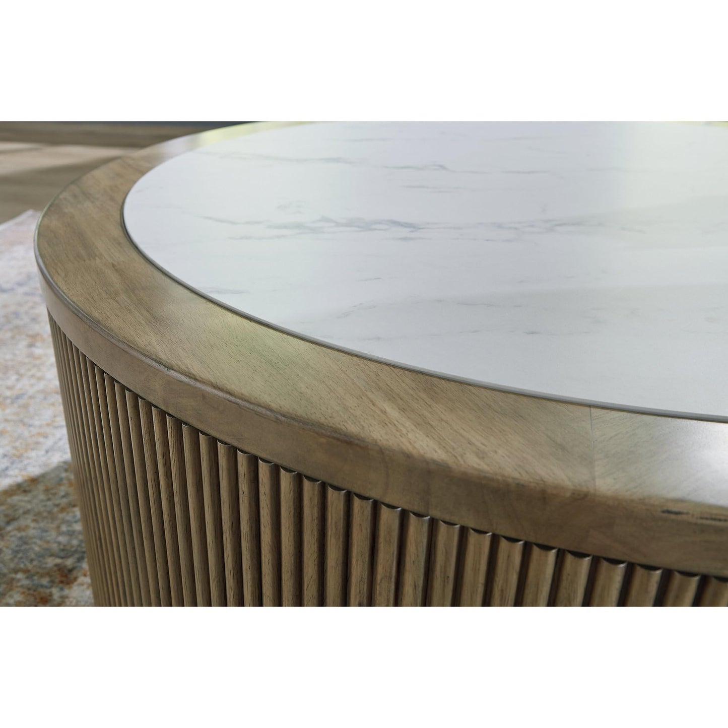 Signature Design by Ashley Camdill Contemporary Coffee Table with Wheel, Heat and Scratch Resistant, Light Brown & White