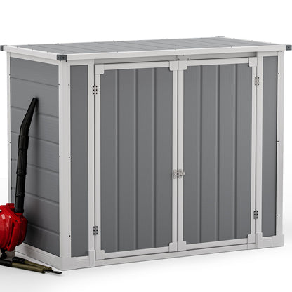 DWVO 4.7x2.5 FT Outdoor Storage Shed w/o Shelf, 35Cu.ft Horizontal Resin Tool Shed with Hydraulic Gas Rod and 3 Locks for Garden, Trash Cans, All-Weather Outdoor Storage, Lockable with Floor