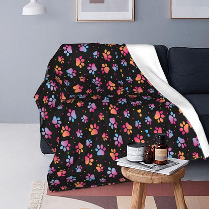 50x60-Inch Cute Dog Paw Print Theme Blanket Lightweight and Compact for Easy Folding, Anti-Pill, Wrinkle-Resistant