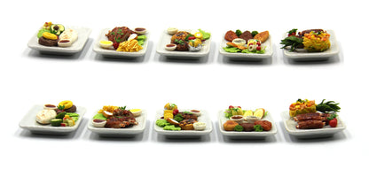 Lovely Mixed 5 Assorted Hawaiian Grilled, Steak, with Appetizer Dish Dollhouse Miniature Food, Tiny Food for Collectibles, Compatible with Barbie Dollhouse and Diorama Scale 1:6, 1/6